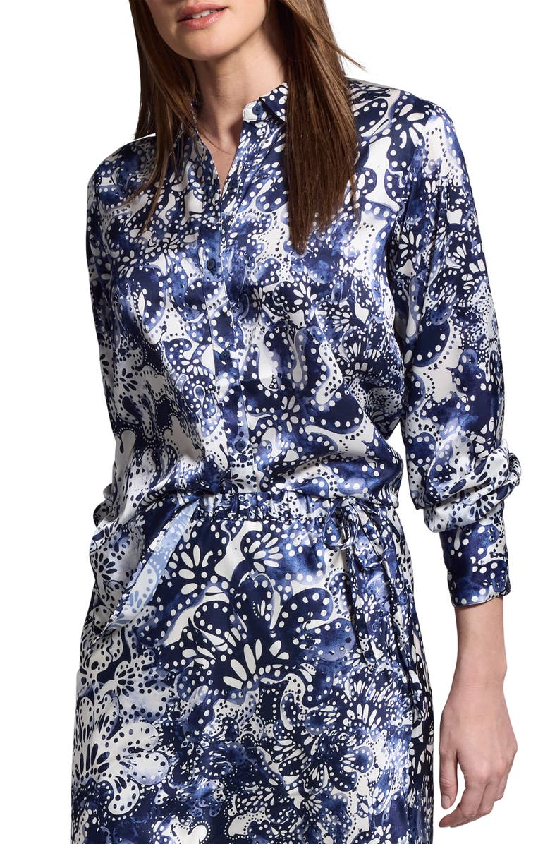 NIC+ZOE Twilight Blooms Button-Up Shirt, Main, color, Blue Multi