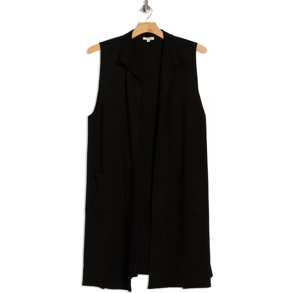 Max Studio Collared Longline Sweater Vest In Black
