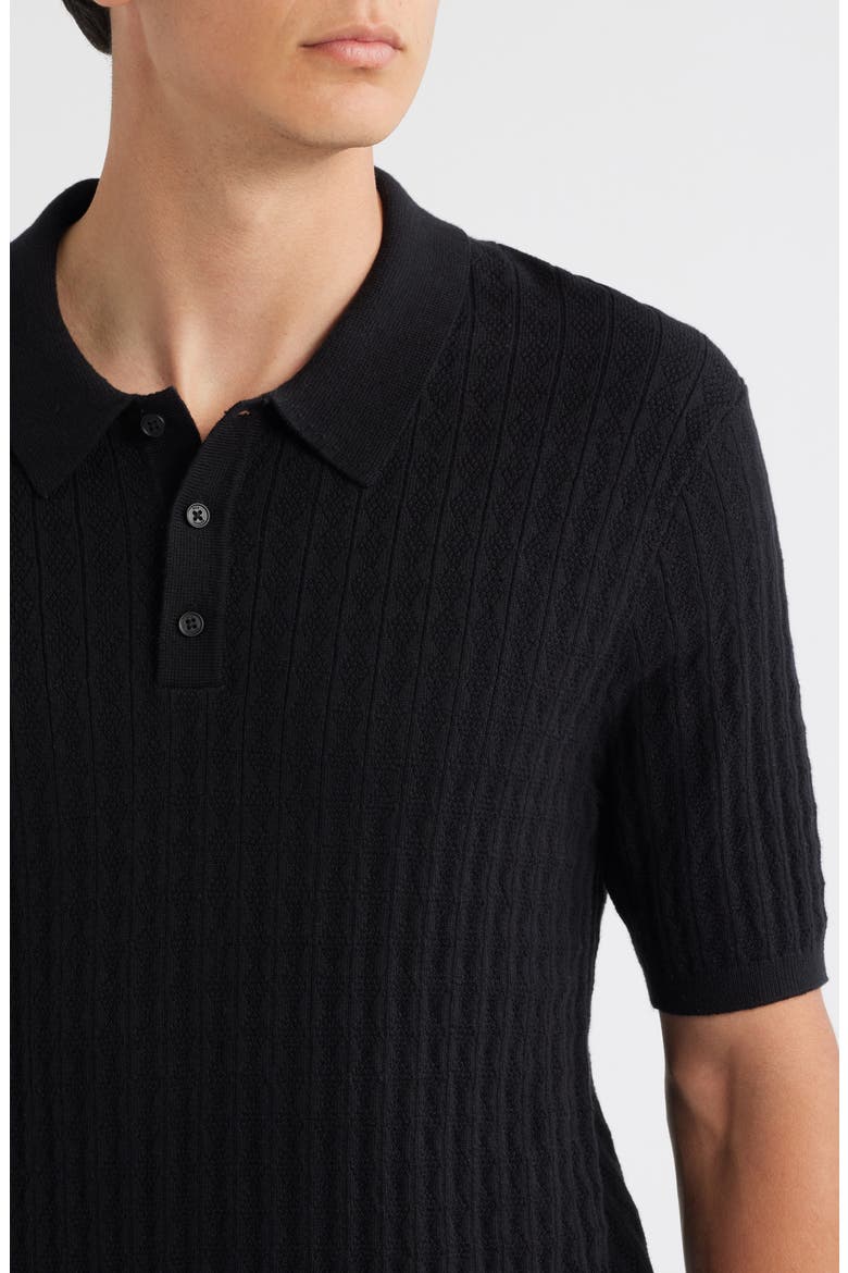 Naples Rib Cotton & Cashmere Polo Sweater, Alternate, color, BLACK