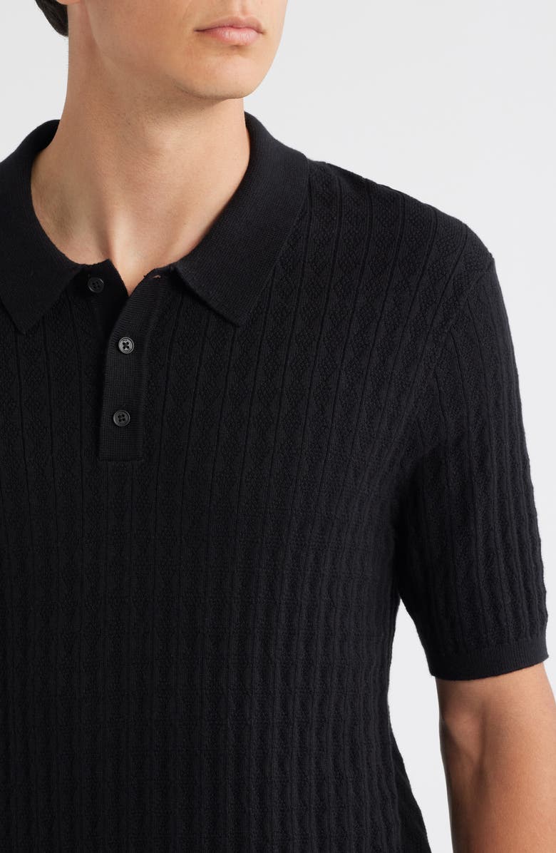 Wax London Naples Rib Cotton & Cashmere Polo Sweater, Alternate, color, Black
