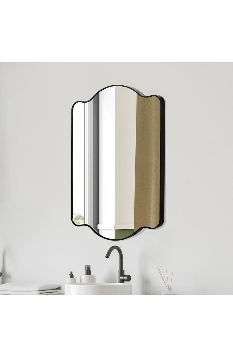 JONATHAN Y Louisa Medium Scalloped Rectangular Metal Framed Wall Mirror, Alternate, color, 
