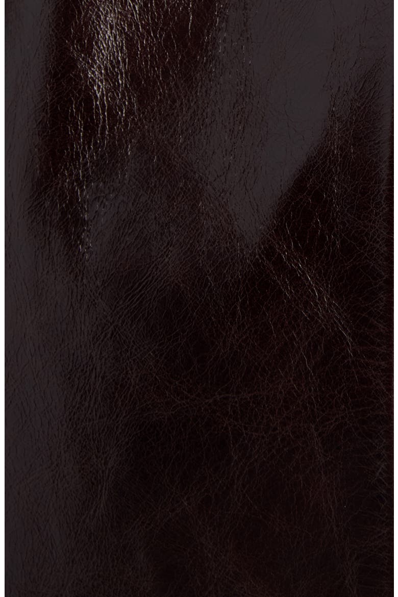 Leather & Genuine Shearling Long Column Coat, Alternate, color, ABYSSAL BROWN