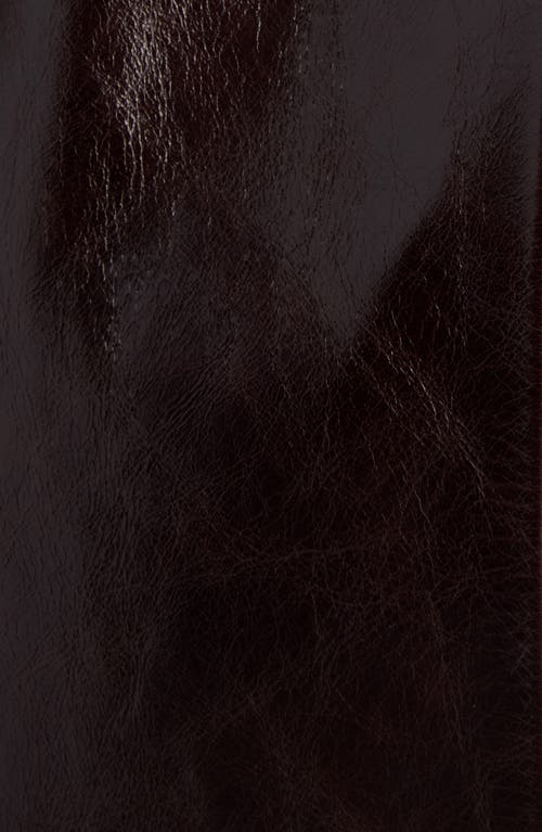 Chloé Lamb Shearling-trim Shiny Leather Long Coat In Brown