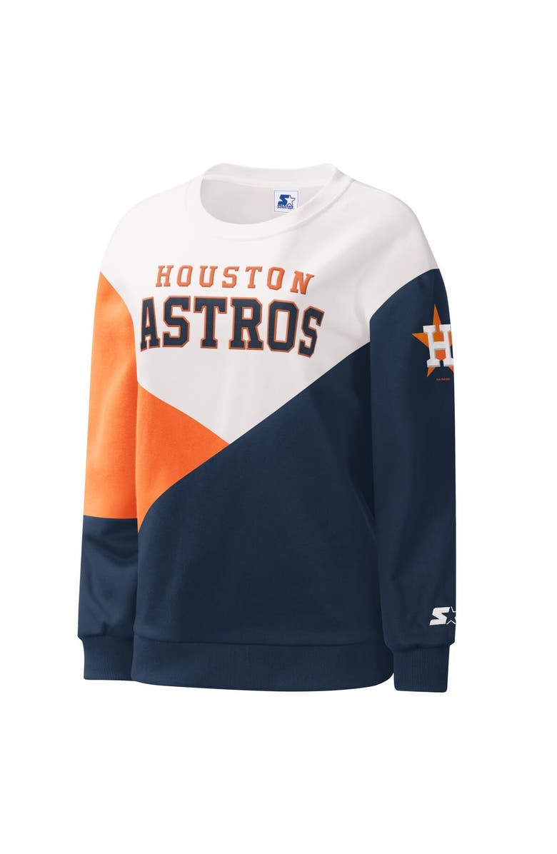 STARTER Women's Starter White/Navy Houston Astros Shutout Pullover Sweatshirt, Alternate, color, 