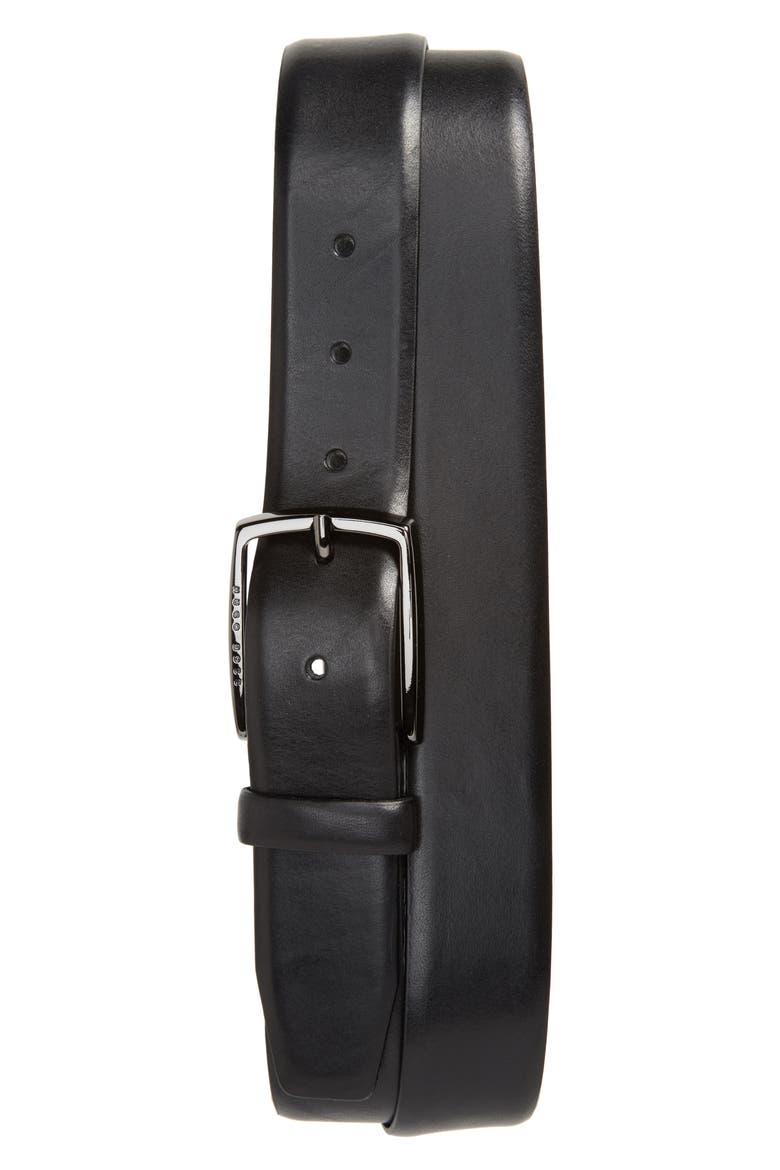 Celie Leather Belt, Main, color, BLACK