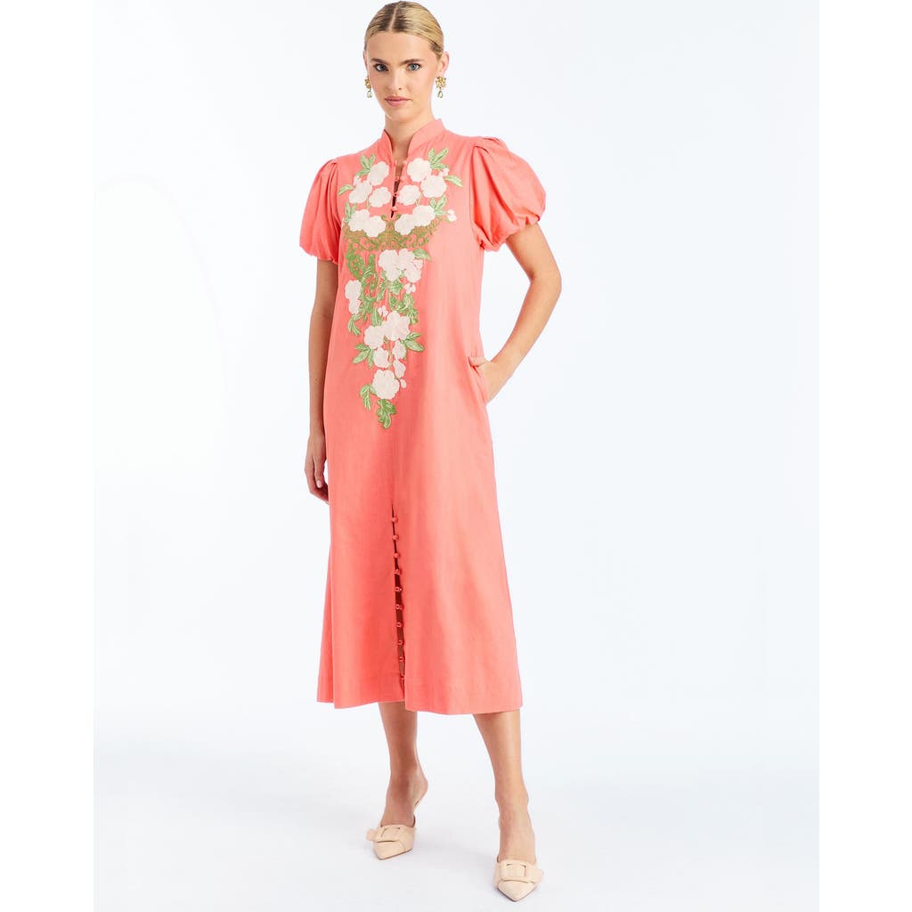 Mestiza New York Elliana Barong Midi Dress In Orange