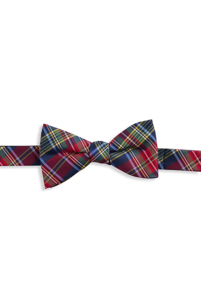 Synrgy by DXL Big & Tall Holiday Plaid Bow Tie, Main, color, Red