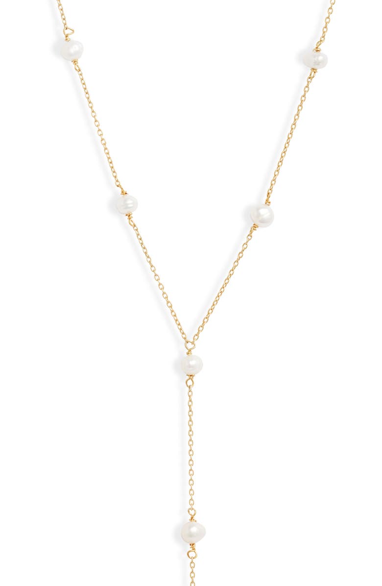 BY ADINA EDEN Adina's Jewels Mini Imitation Pearl Y-Necklace, Main, color, 