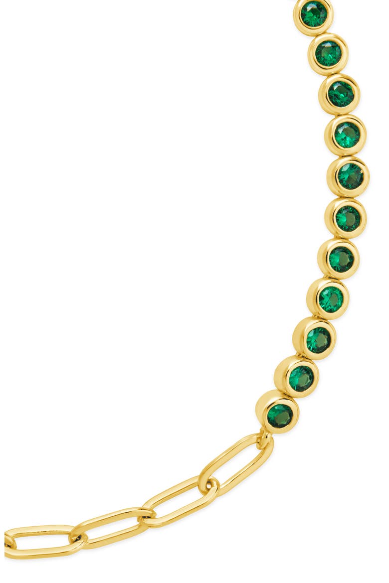 Cubic Zirconia Paper Clip Chain Tennis Bracelet, Alternate, color, GOLD