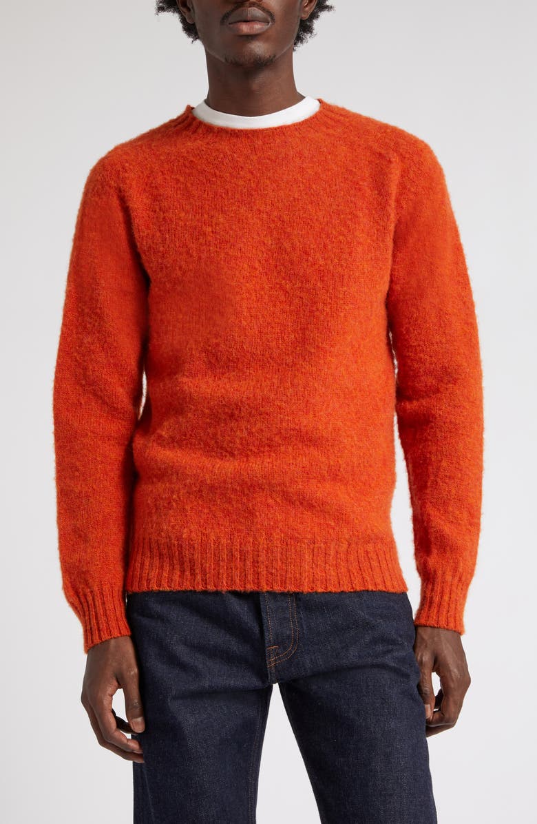 Drake's Brushed Wool Crewneck Sweater, Main, color, 