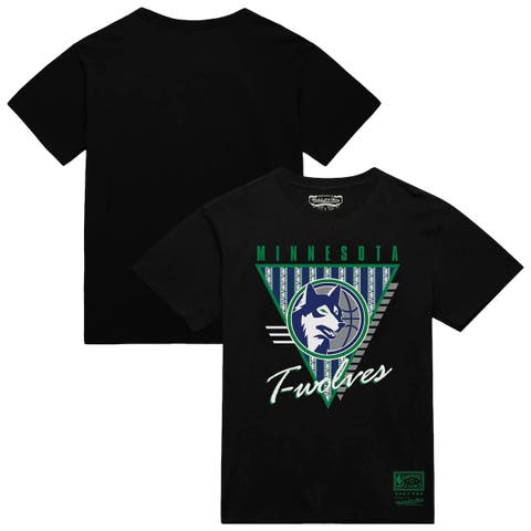 Men's Mitchell & Ness  Black Minnesota Timberwolves Worldwide Collection Tri-Logo T-Shirt