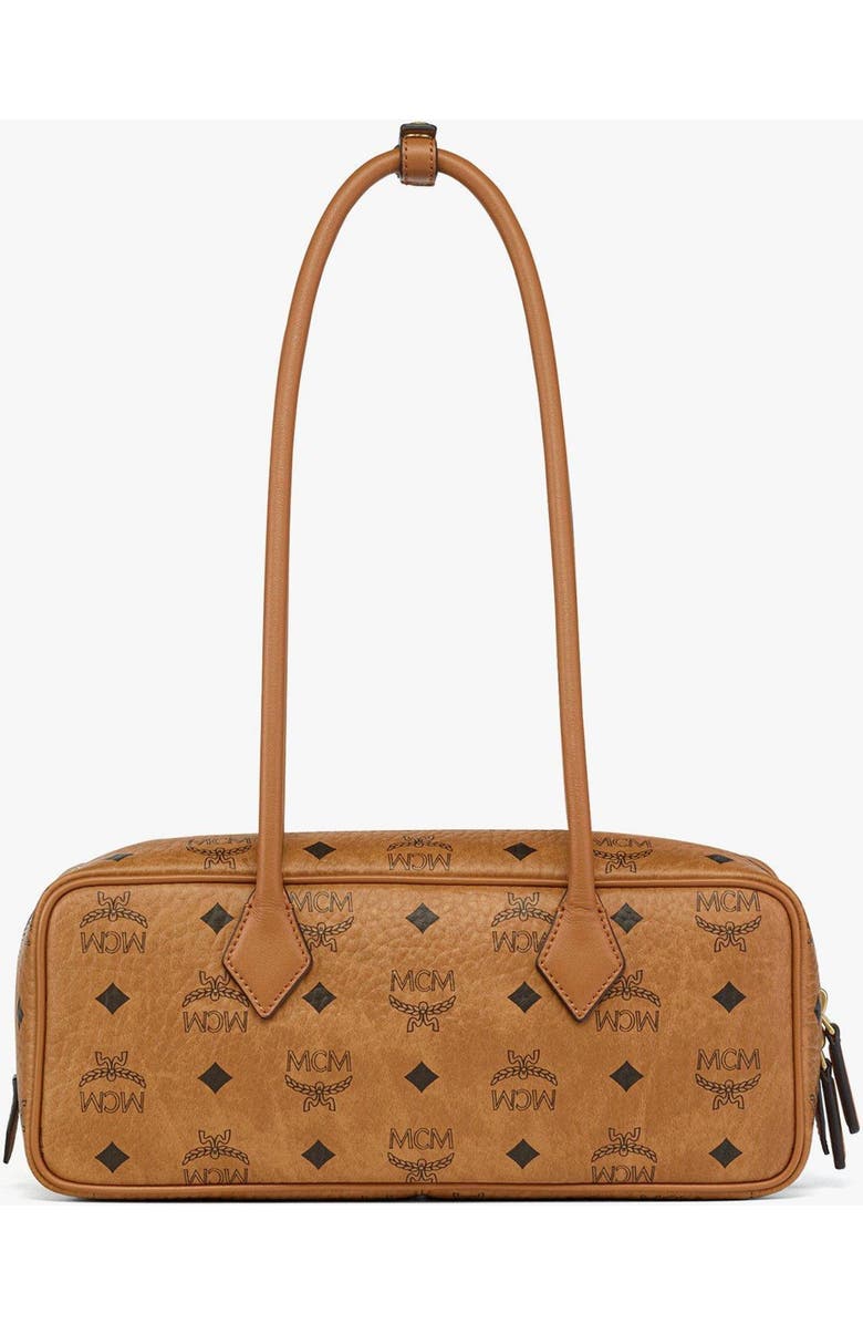 MCM Aren Shoulder Bag in Visetos, Alternate, color, Cognac