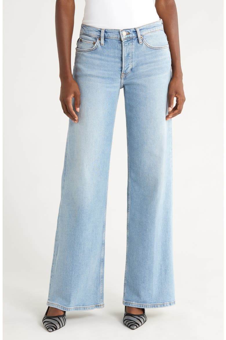 Mid Rise Embellished Appliqué Wide Leg Jeans, Main, color, MID 90S