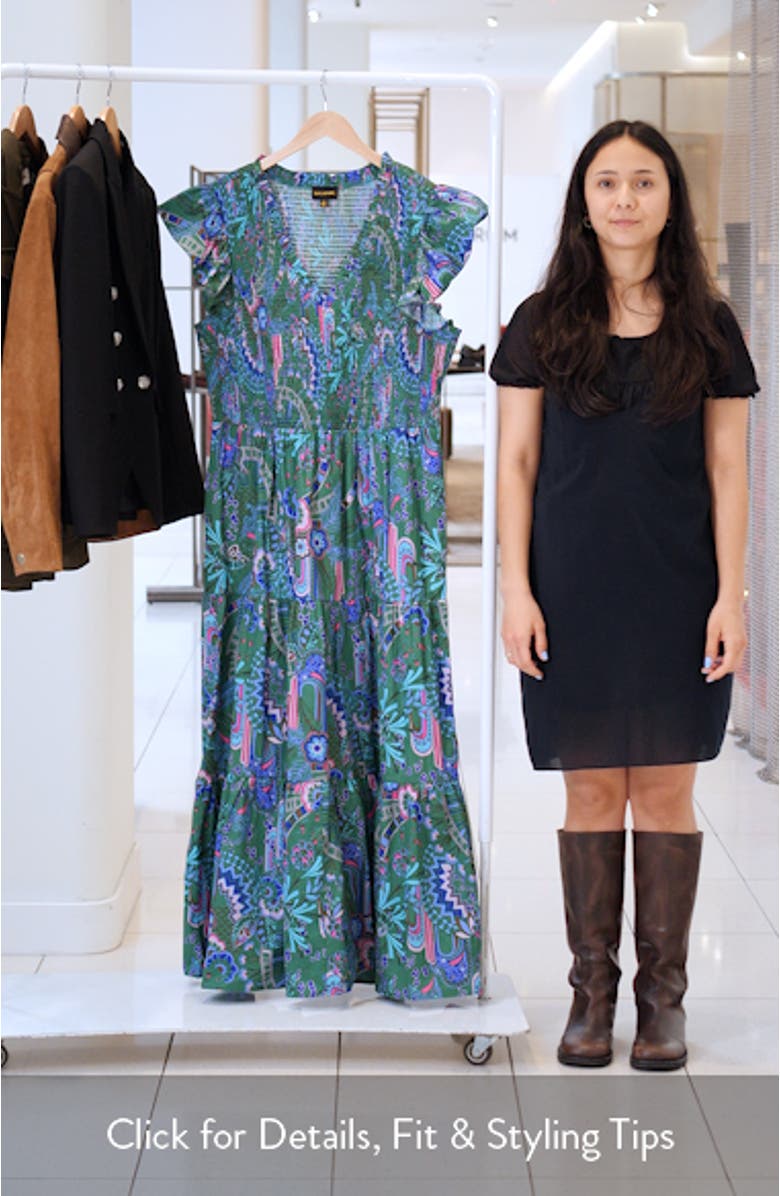 Vesper Geo Sunfire Print Maxi Dress, sales video thumbnail