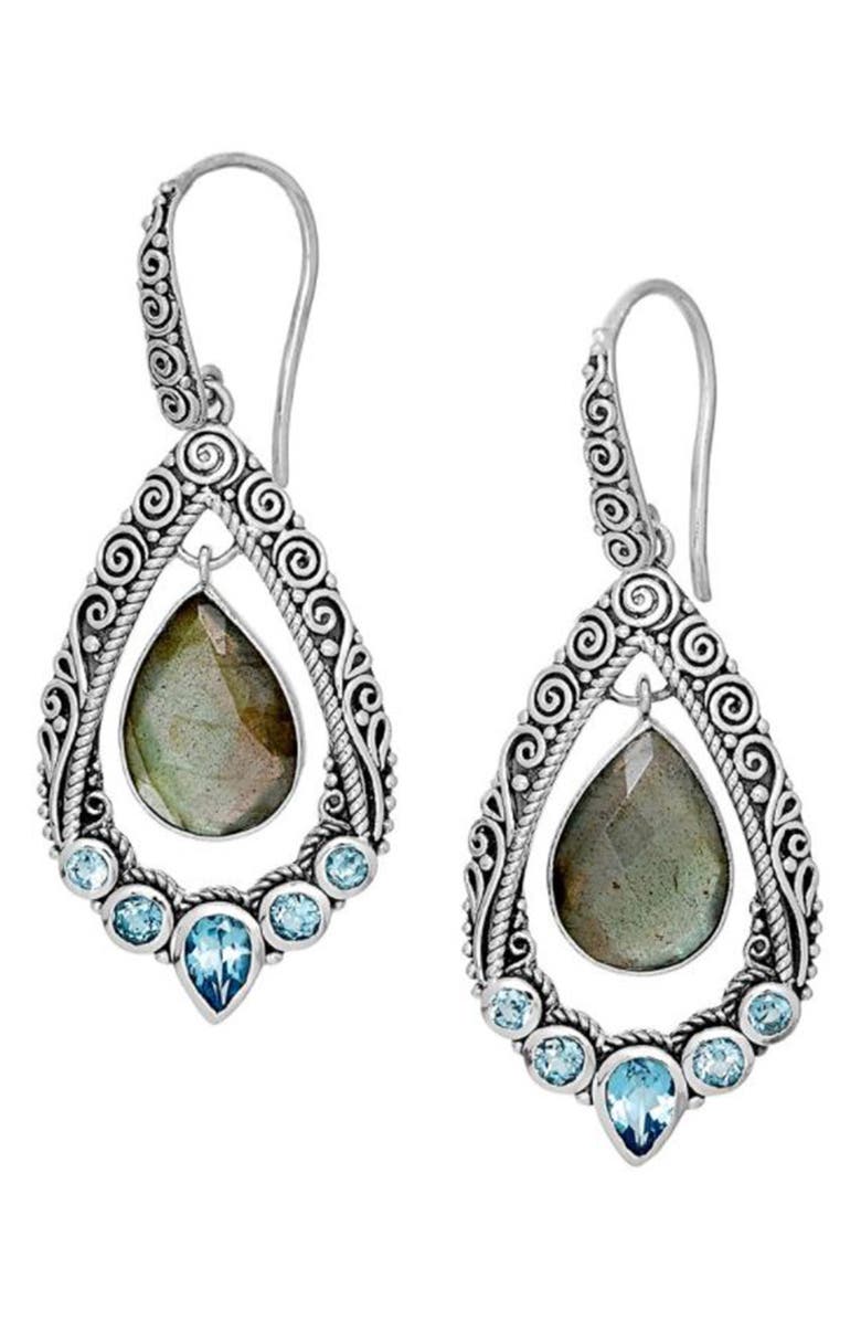 SAMUEL B. Labradorite Blue Topaz Earrings, Alternate, color, Blue