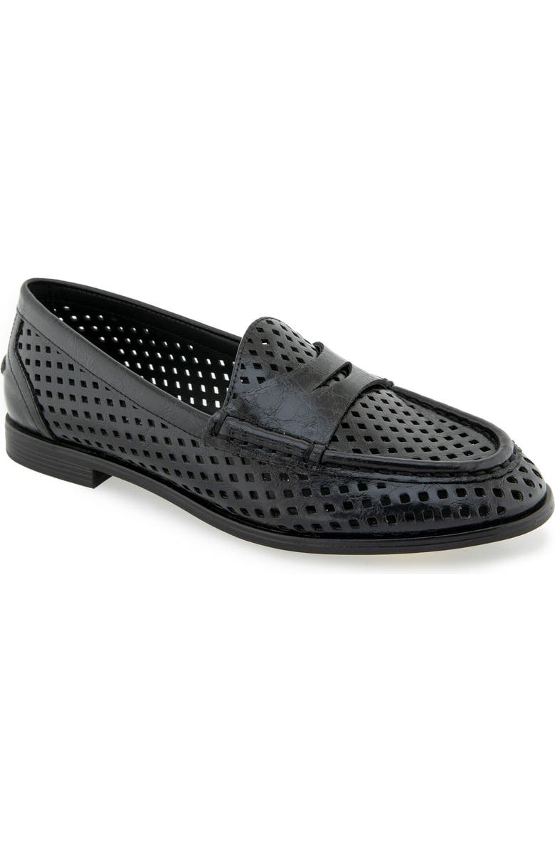 Reaction Kenneth Cole Zoila Perforated Loafer, Main, color, Black Crinkle