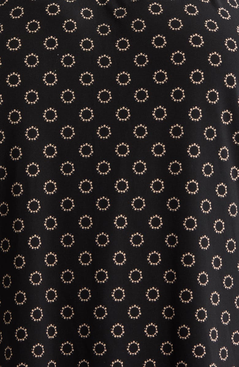 AK ANNE KLEIN Circle Print Keyhole Peasant Top, Alternate, color, Anne Black/ Latte