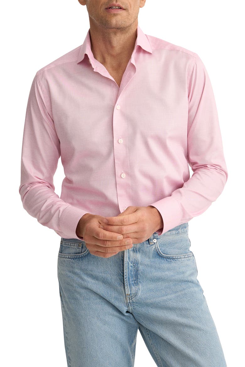Contemporary Fit Pink Microcheck Cotton Dobby Dress Shirt, Main, color, MEDIUM PINK