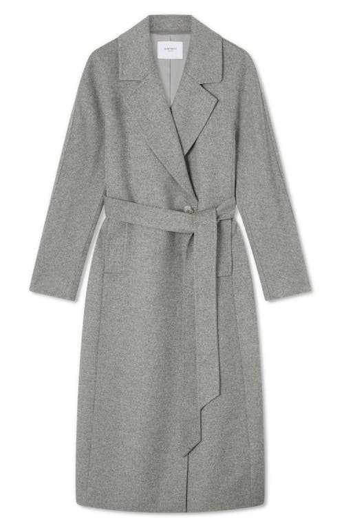 Lk Bennett Francine Belted Longline Merino Wool Coat In Gray