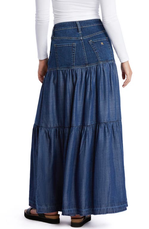 WASH LAB DENIM WASH LAB DENIM CONTRAST TIERED DENIM MAXI SKIRT