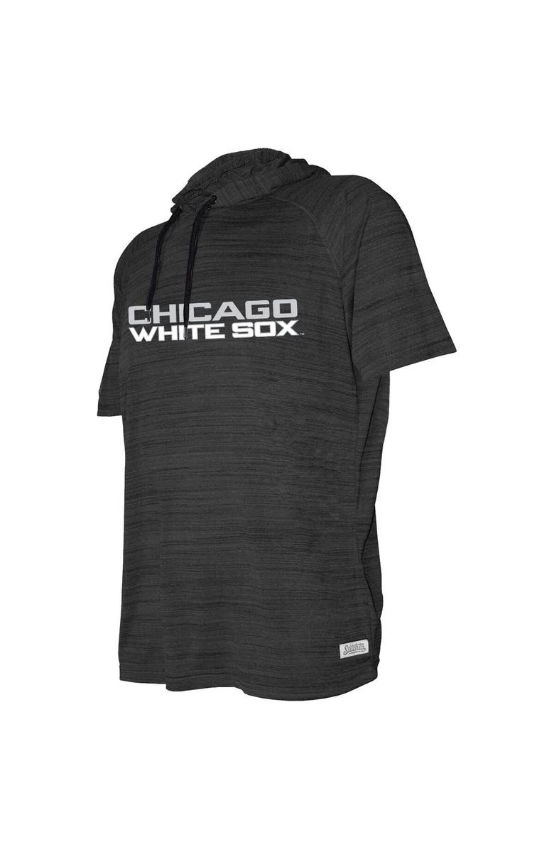 STITCHES Youth Stitches Heather Black Chicago White Sox Raglan Short Sleeve Pullover Hoodie, Alternate, color, 