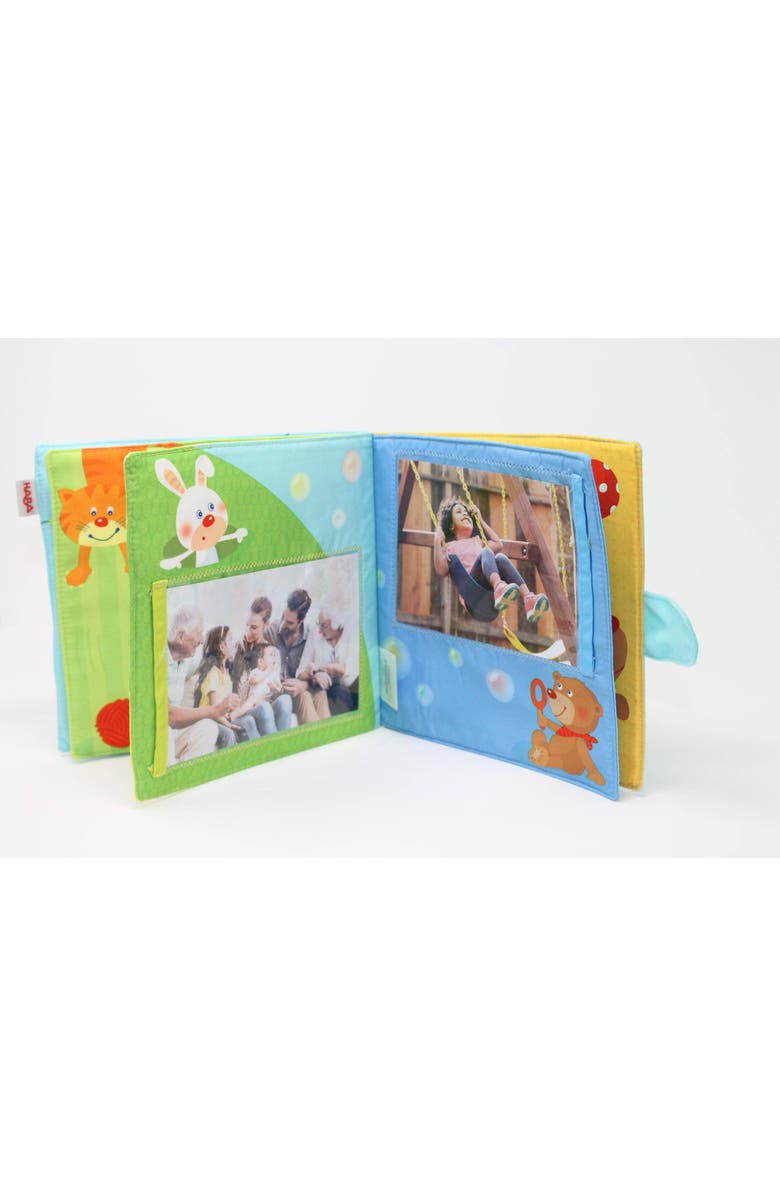 HABA My First Photo Album - Soft Fabric Baby Book, Baby Album Fits (8) 4"x6" Photos, Sensory Toys for Babies, Baby Books 12-18 Months & Up, Alternate, color, Blue Multi