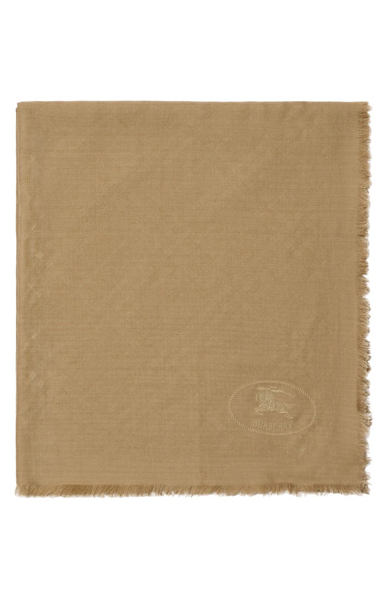 Burberry Check EKD Embroidered Wool & Silk Scarf, Alternate, color, Sand