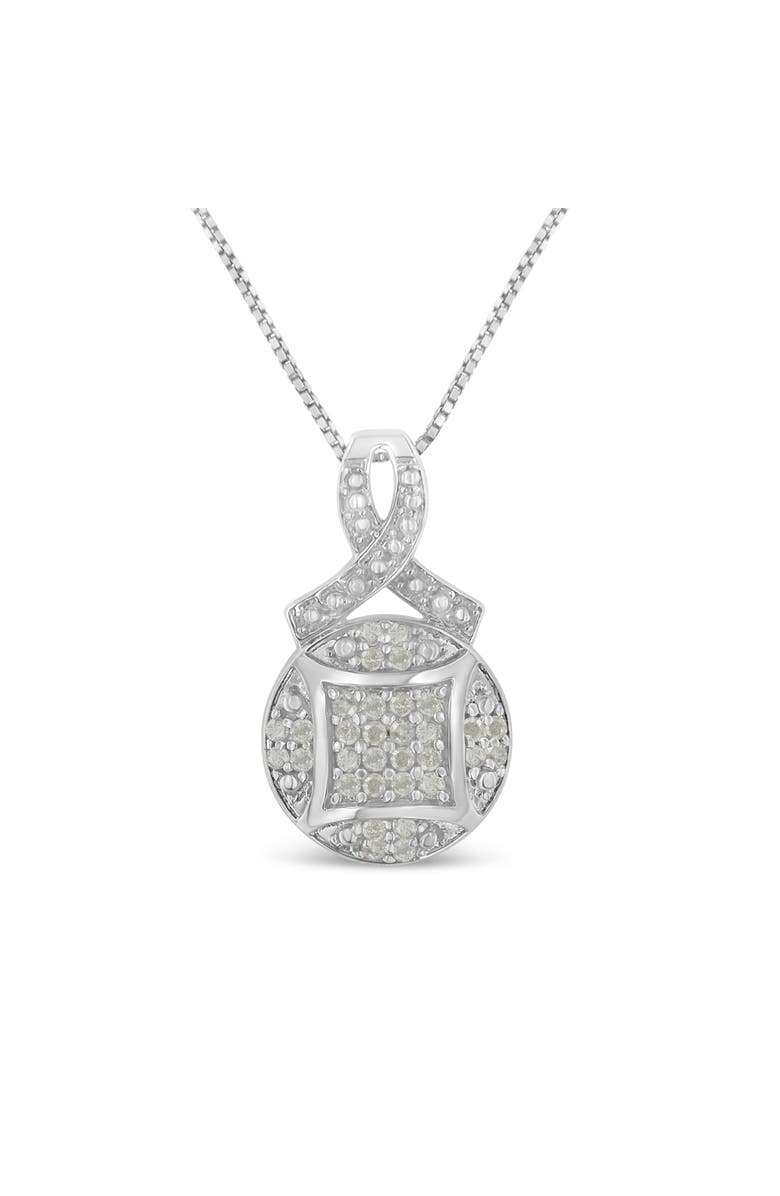 Haus of Brilliance Silver 1/3 cttw Diamond Ribbon and Circle Cluster Pendant Necklace, Main, color, White