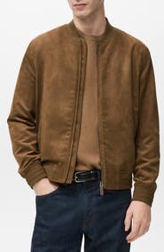 MANGO Faux Suede Bomber Jacket