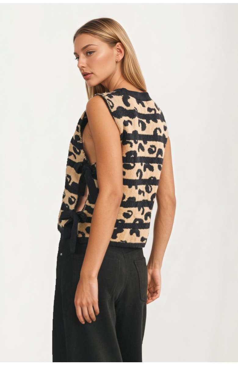 Knit and Lounge Sleeveless Side Tie Sweater Vest, Alternate, color,