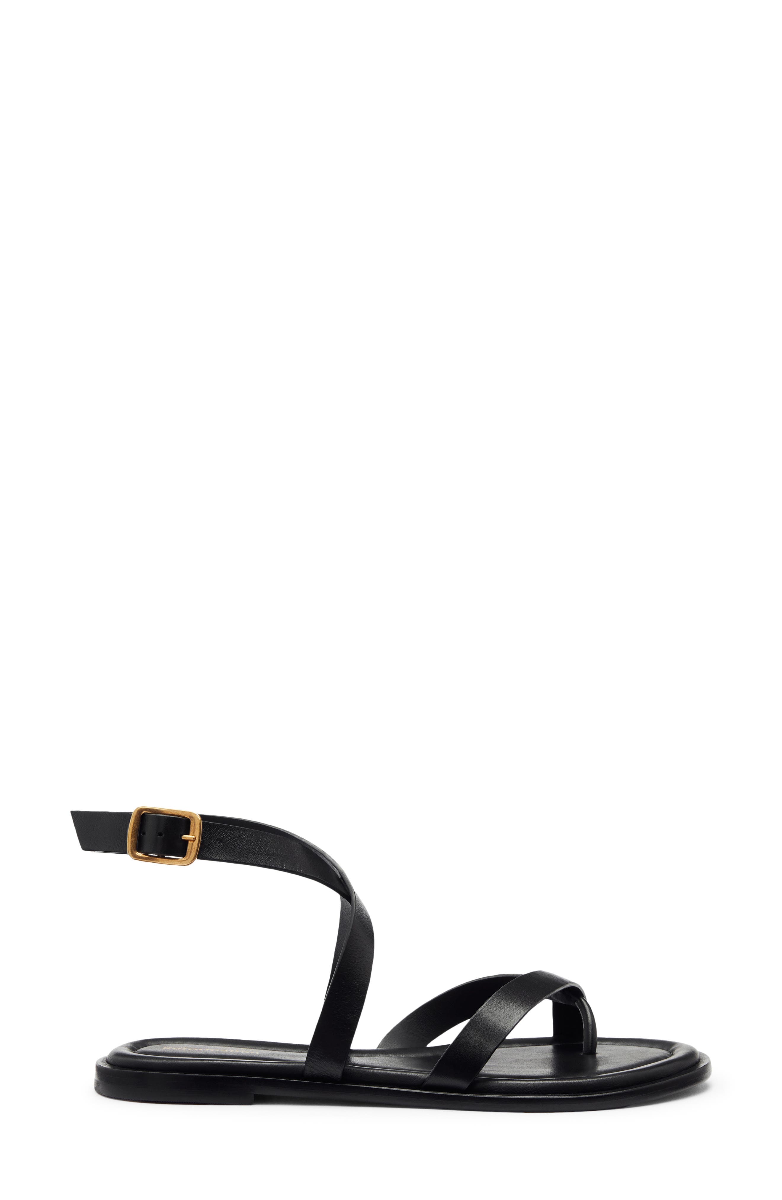 Reformation Jane Flat Sandal, Main, color, Black Leather