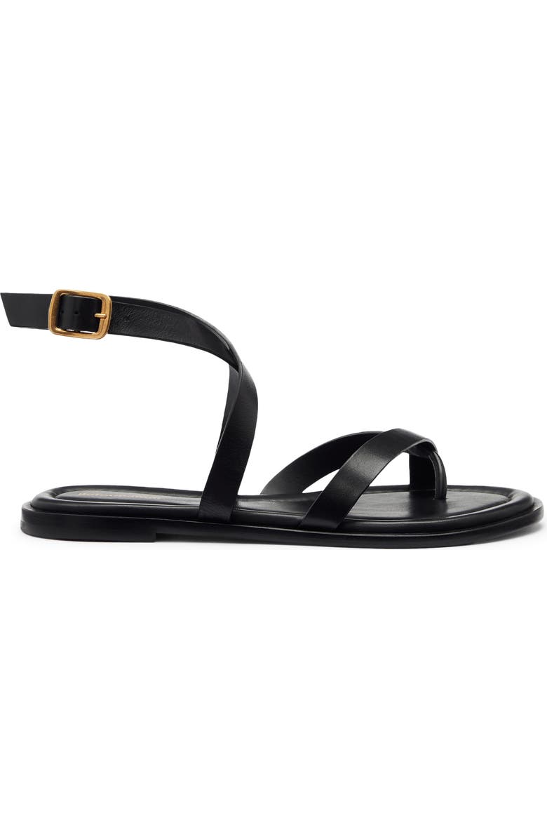 Reformation Jane Flat Sandal, Main, color, Black Leather