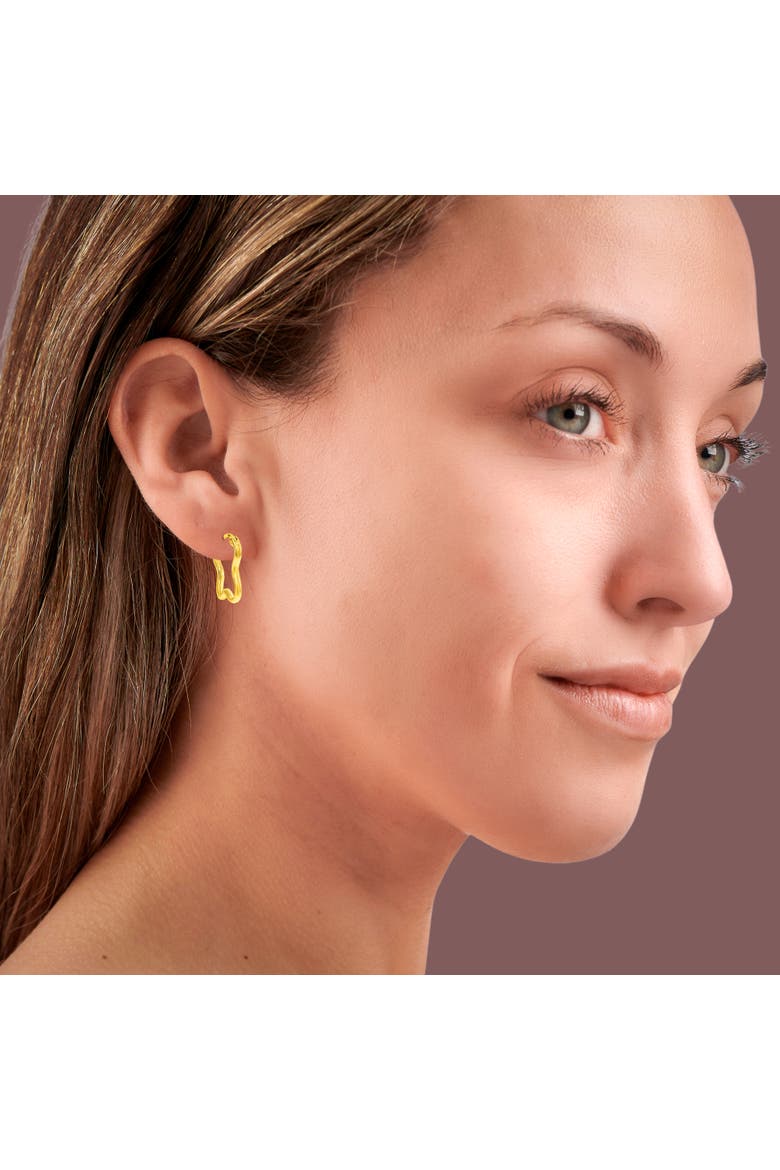 Gold-Tone Wavy Hoop Earrings, Alternate, color, Gold