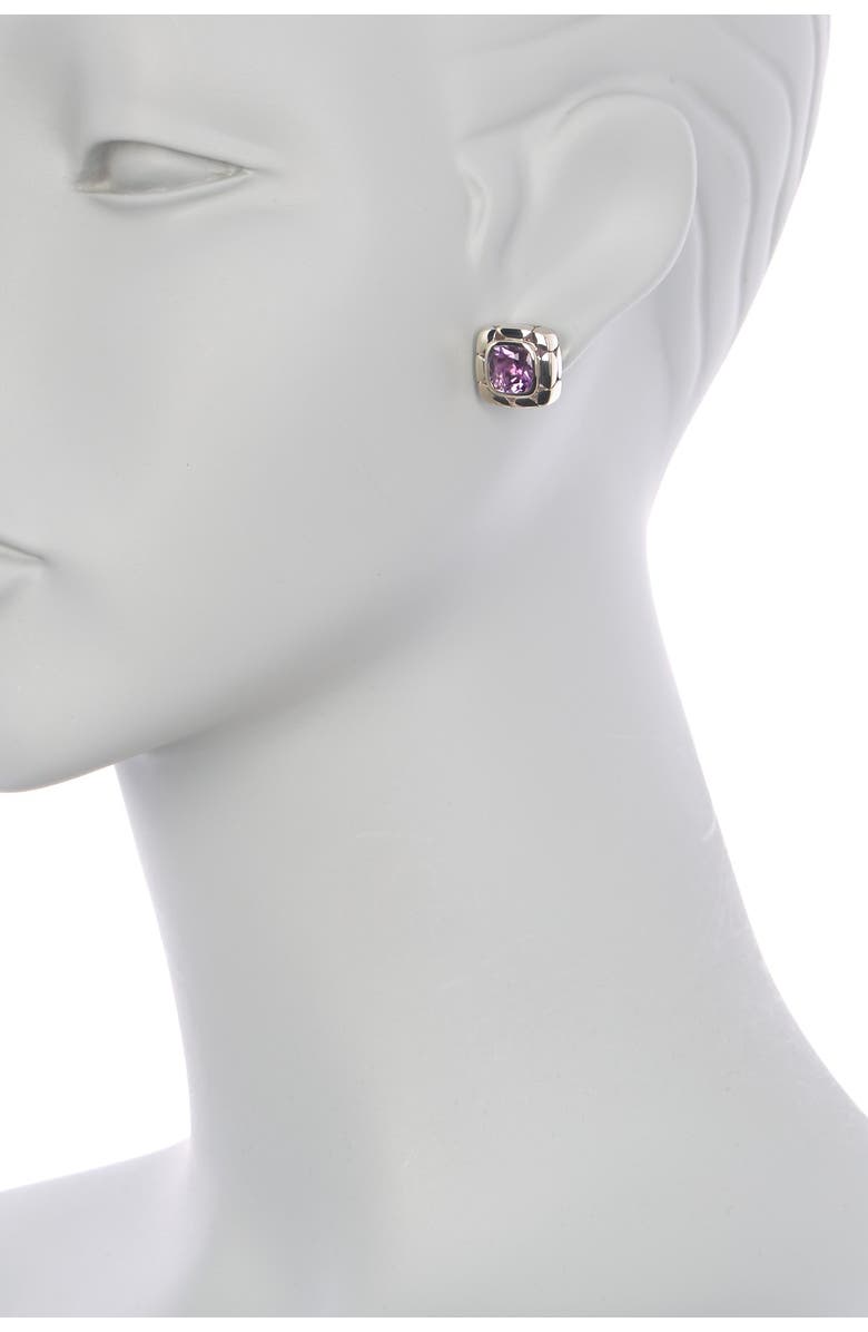 John Hardy Sterling Silver Kali Amethyst Square Stud Earrings, Main, color, 