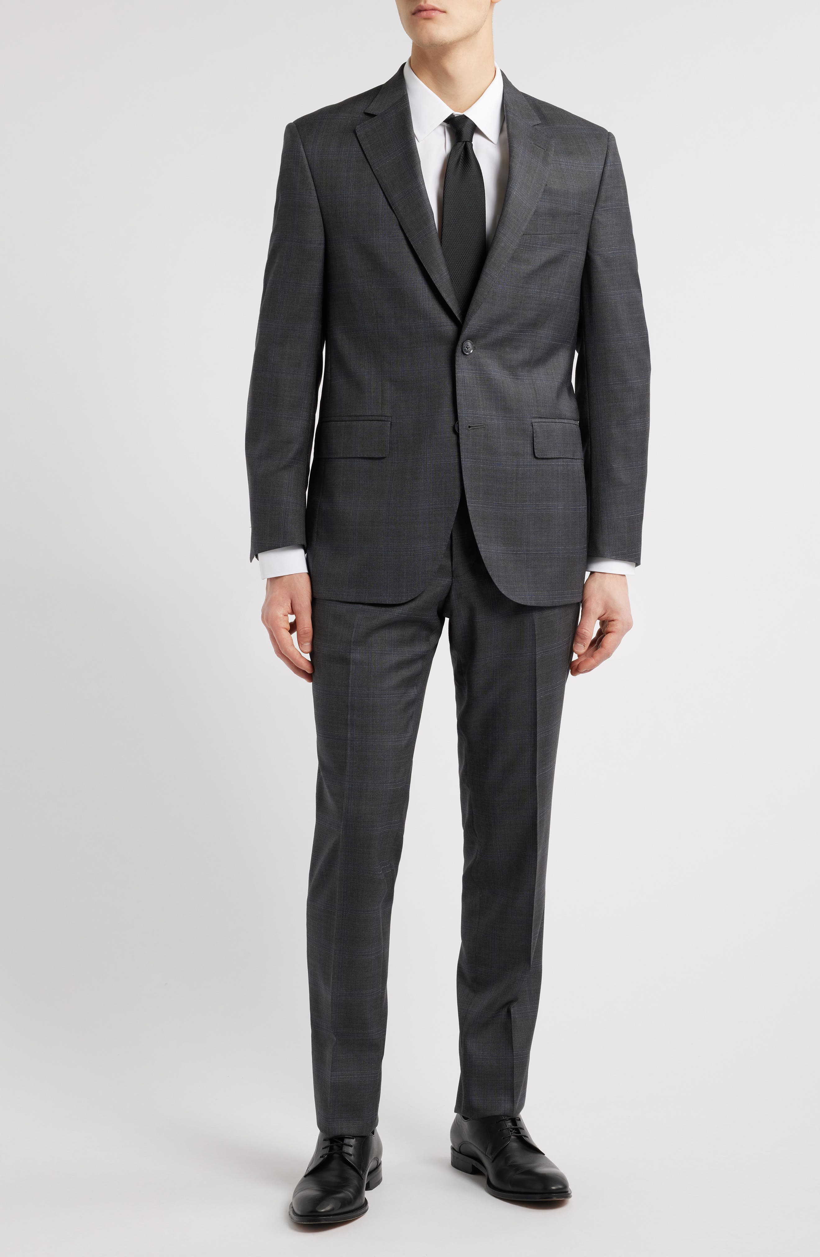 Peter Millar Flynn Classic Fit Grey Glen Plaid Wool Suit