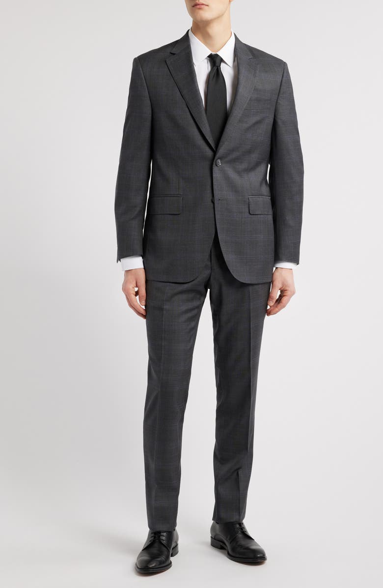 Peter Millar Flynn Classic Fit Grey Glen Plaid Wool Suit, Main, color, Charcoal