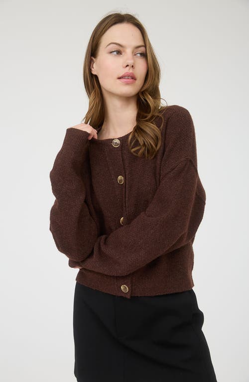 Blu Pepper Crewneck Button Down Cardigan In Brown