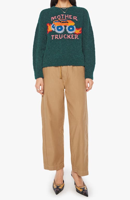 Mother Trucker Alpaca Blend Graphic Crewneck Sweater In Green