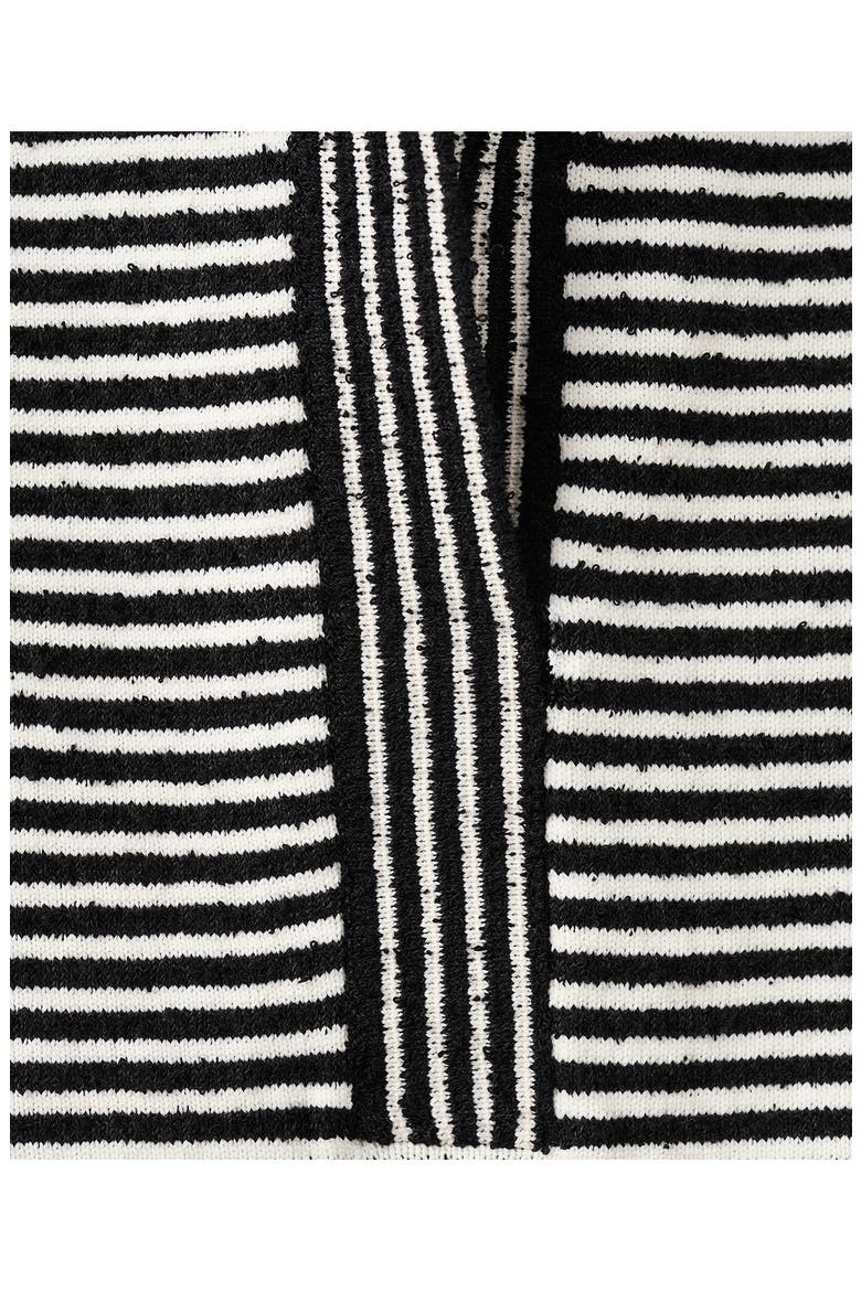 Stripe Cap Sleeve Crop Sweater Polo, Alternate, color, BLACK