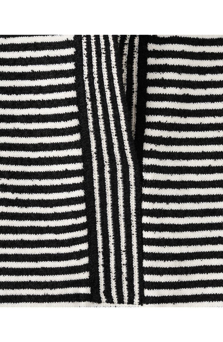 MANGO Stripe Cap Sleeve Crop Sweater Polo, Alternate, color, Black