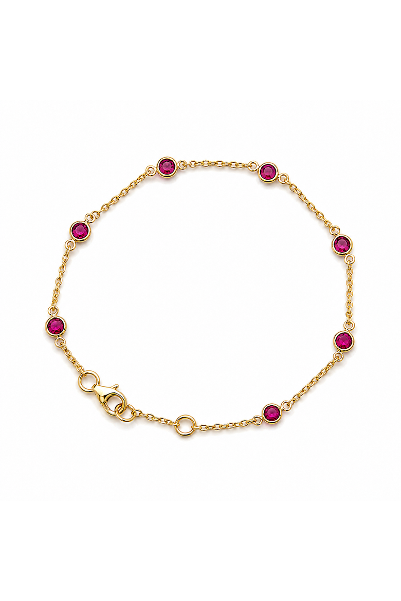 July Birthstone Bracelet Ruby, Main, color, Silver