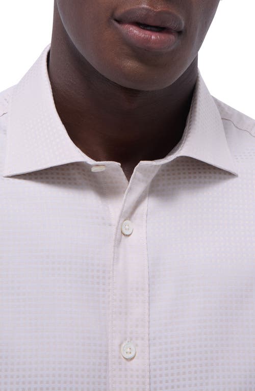 Bugatchi Axel Shaped Fit Jacquard Button-up Shirt In Almond