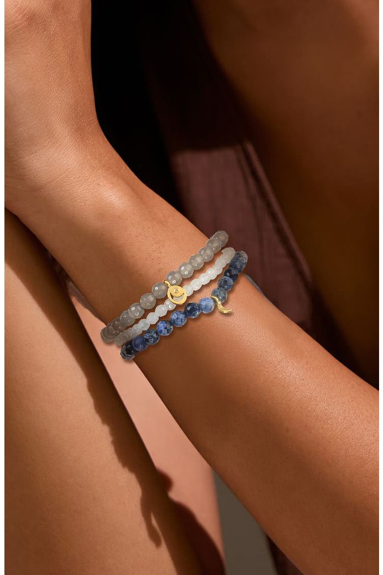Peace & Protection Moon Gemstone Bracelet Set, Alternate, color, Blue