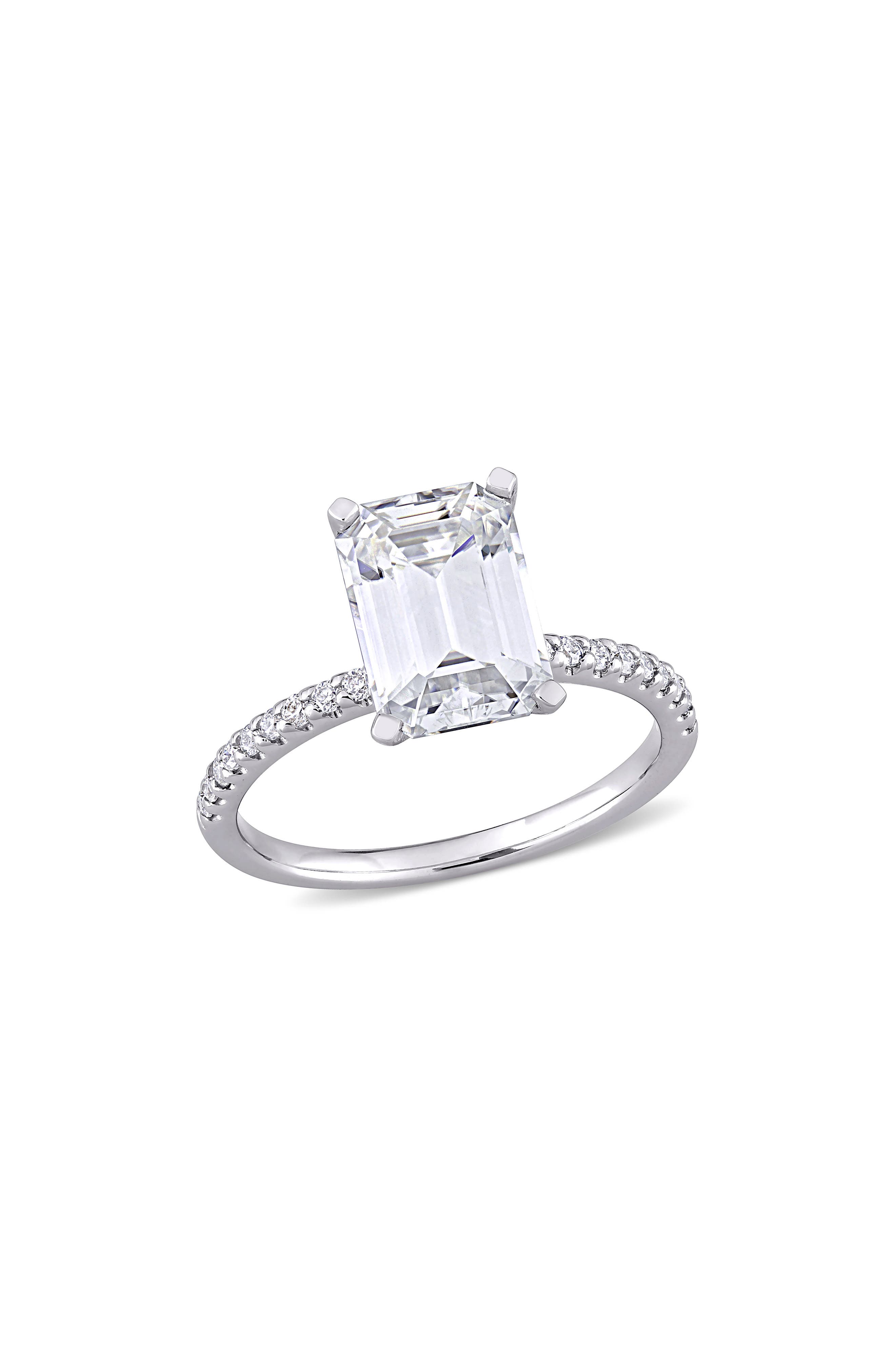 DELMAR 10K White Gold Created Moisannite Engagement Ring