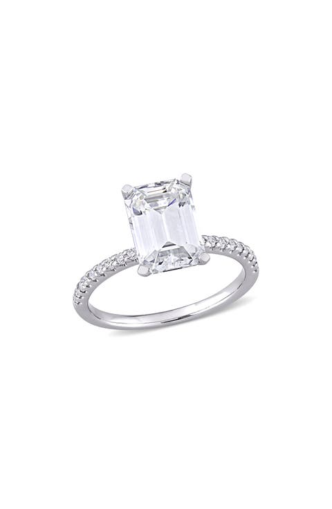 10K White Gold Created Moisannite Engagement Ring