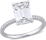 DELMAR 10K White Gold Created Moisannite Engagement Ring