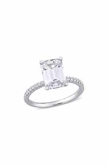 DELMAR 10K White Gold Created Moisannite Engagement Ring