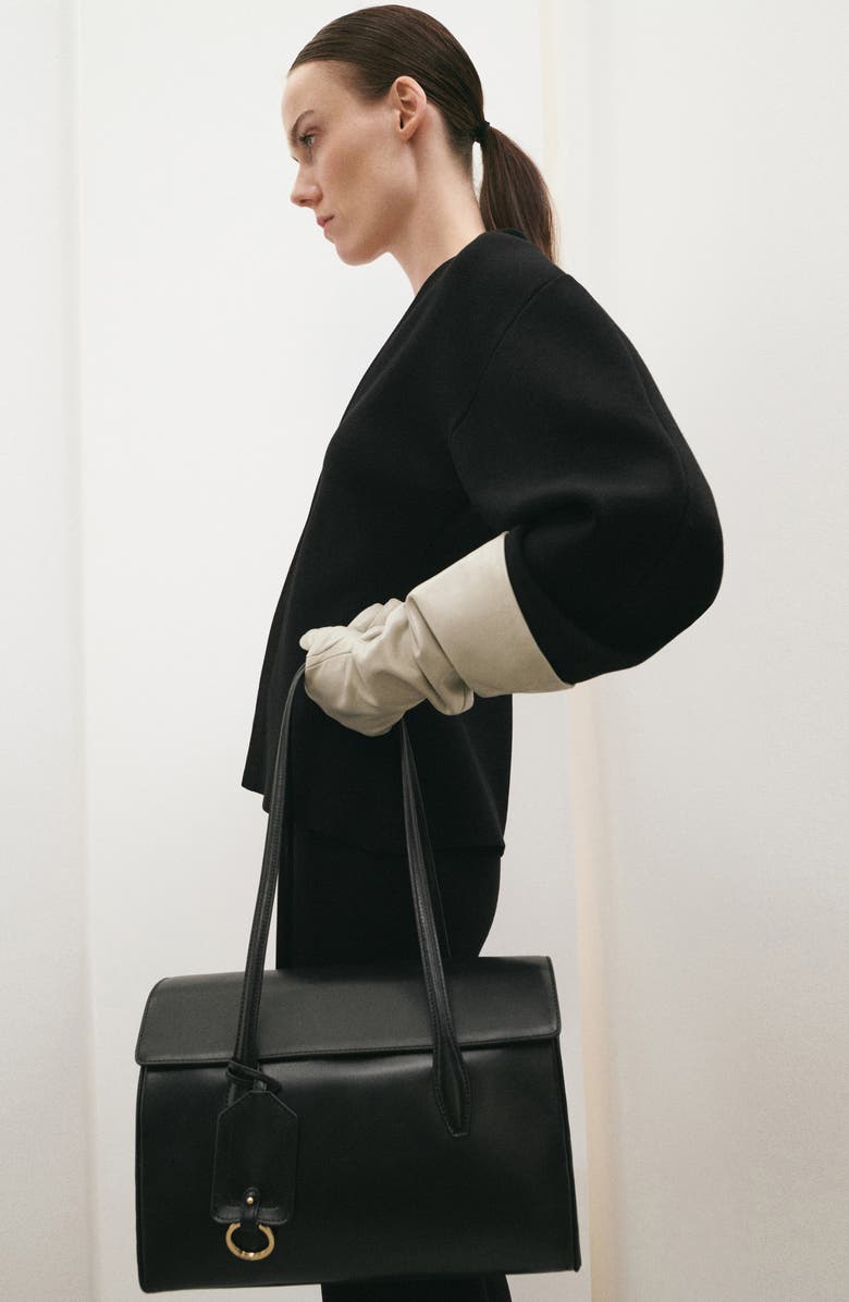 MANGO Medium Leather Shoulder Bag with Charm, Alternate, color,