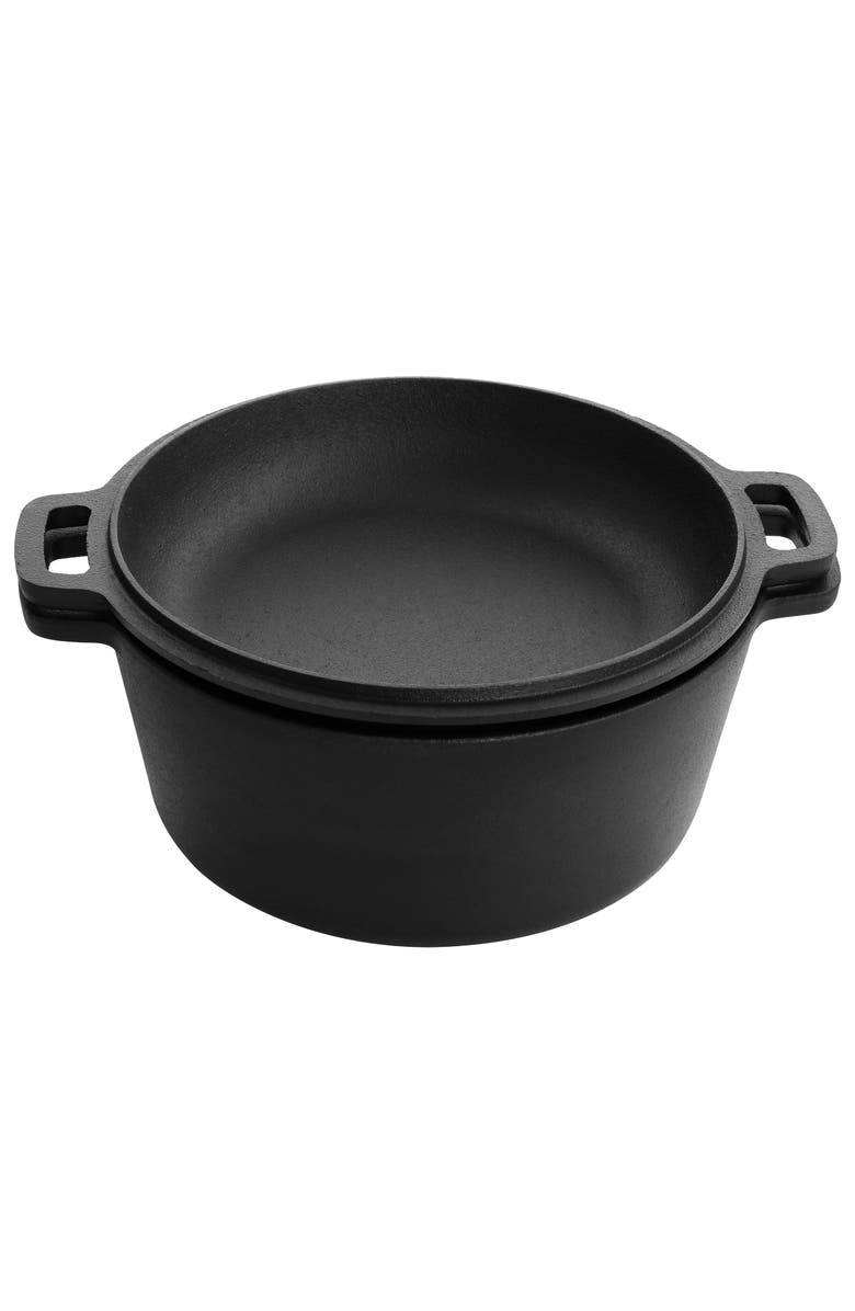 Megachef 12 Piece Round PreSeasoned Cast Iron Cookware Set, Alternate, color, Black