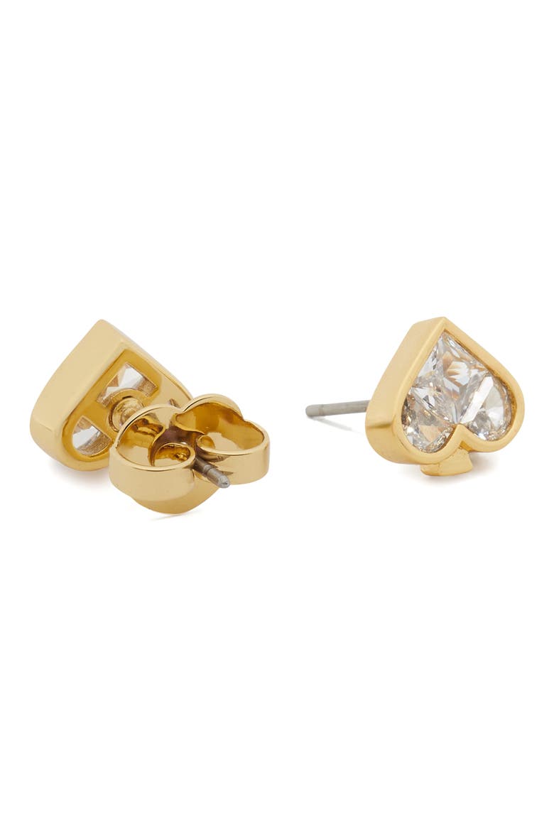 crystal spade stud earrings, Alternate, color, CLEAR/ GOLD